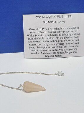 Vintage Orange Selenite Pendulum for Dowsing
